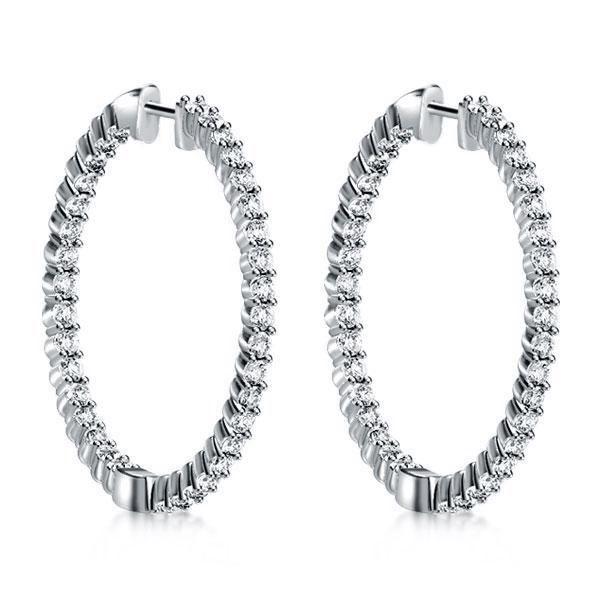 Sterling Silver Hoop Earrings - 31.2mm Lightweight Hinged Hoops