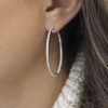 Sterling Silver Hoop Earrings - 31.2mm Lightweight Hinged Hoops