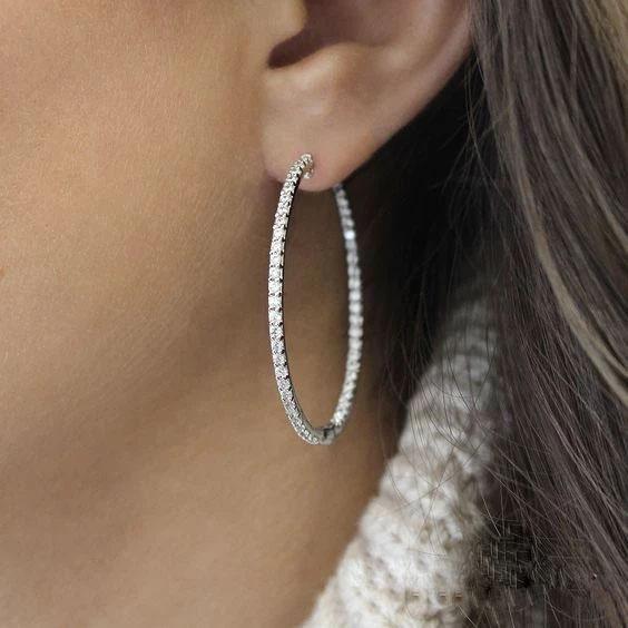 Sterling Silver Hoop Earrings - 31.2mm Lightweight Hinged Hoops
