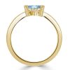 Golden Emerald Aquamarine Engagement Ring - 18K Gold Plated Sterling Silver
