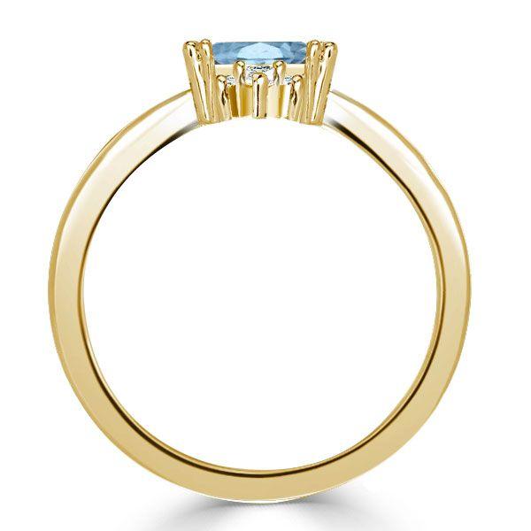 Golden Emerald Aquamarine Engagement Ring - 18K Gold Plated Sterling Silver