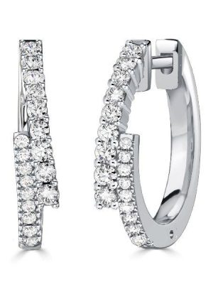 Sterling Silver Crossover Hoop Earrings - Round White, 19.5mm