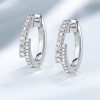 Sterling Silver Crossover Hoop Earrings - Round White, 19.5mm