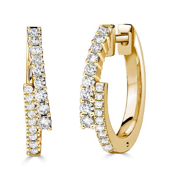 Sterling Silver Crossover Hoop Earrings - Round White, 19.5mm