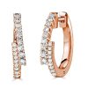 Sterling Silver Crossover Hoop Earrings - Round White, 19.5mm