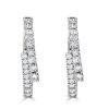 Sterling Silver Crossover Hoop Earrings - Round White, 19.5mm