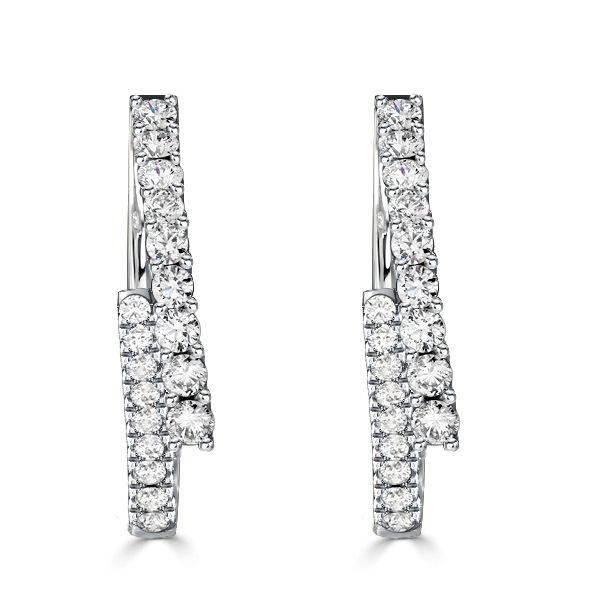 Sterling Silver Crossover Hoop Earrings - Round White, 19.5mm
