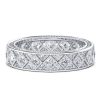 Vintage Milgrain Pave Wedding Band - Sterling Silver & White Sapphire