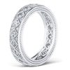 Vintage Milgrain Pave Wedding Band - Sterling Silver & White Sapphire