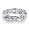 Vintage Milgrain Pave Wedding Band - Sterling Silver & White Sapphire