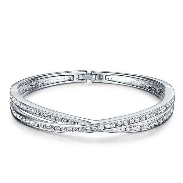 Sterling Silver Plated Women's Bracelet with 2.00 CT. TW Stones - 7.5 Inches