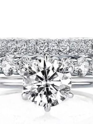 3-Piece Solitaire Eternity Wedding Set with Created White Sapphire in Sterling Silver