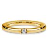 2mm Sterling Silver Single Stone Wedding Band - Classic & Dainty