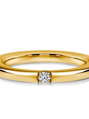 2mm Sterling Silver Single Stone Wedding Band - Classic & Dainty