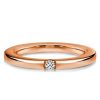2mm Sterling Silver Single Stone Wedding Band - Classic & Dainty