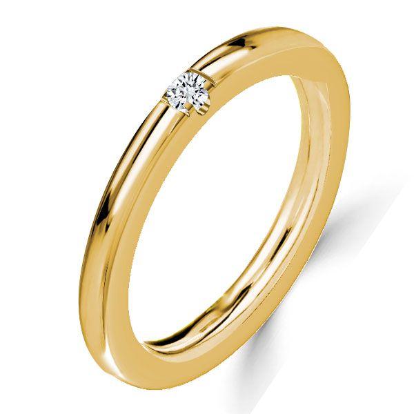 2mm Sterling Silver Single Stone Wedding Band - Classic & Dainty