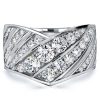 V Shape Half Eternity Band Ring with Round Cut Stones in 925 Sterling Silver