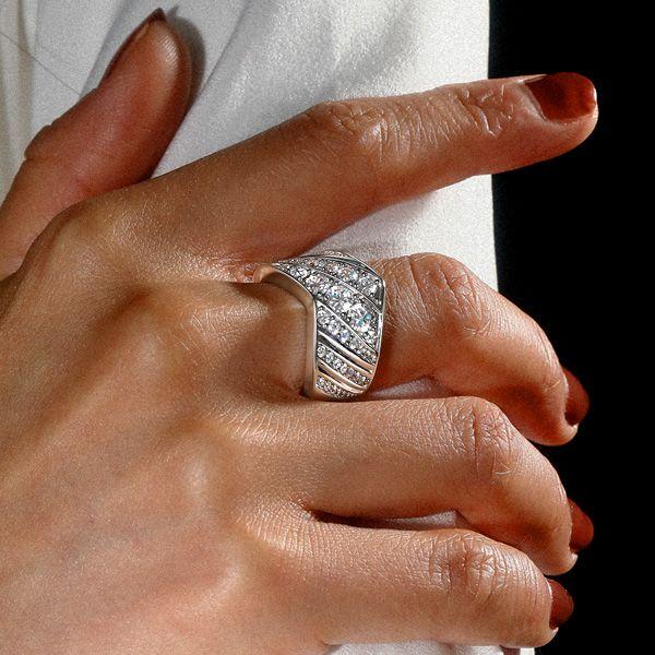 V Shape Half Eternity Band Ring with Round Cut Stones in 925 Sterling Silver