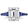 Blue Emerald Cut Engagement Ring - 925 Sterling Silver - 5 Carat Center Stone