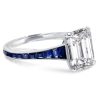 Blue Emerald Cut Engagement Ring - 925 Sterling Silver - 5 Carat Center Stone