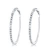 Sterling Silver Round Cut Hoop Earrings - 48mm Diameter