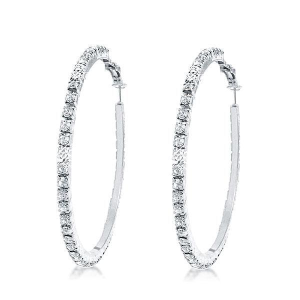 Sterling Silver Round Cut Hoop Earrings - 48mm Diameter