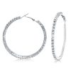 Sterling Silver Round Cut Hoop Earrings - 48mm Diameter