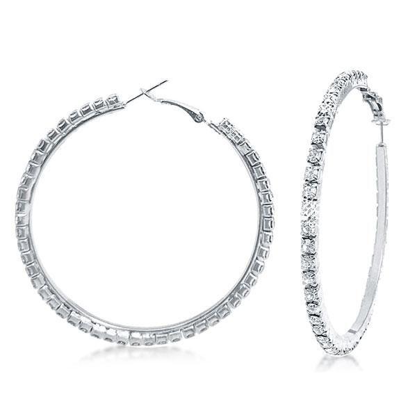 Sterling Silver Round Cut Hoop Earrings - 48mm Diameter