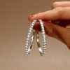 Sterling Silver Round Cut Hoop Earrings - 48mm Diameter
