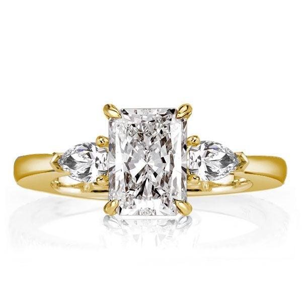 Radiant Cut Three Stone Engagement Ring in 18K Gold Plated Sterling Silver