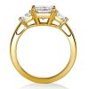 Radiant Cut Three Stone Engagement Ring in 18K Gold Plated Sterling Silver