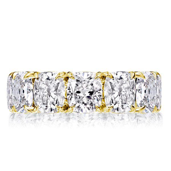 Golden Eternity Cushion Cut Wedding Band - 18K Gold Plated Sterling Silver