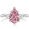 Pear Shaped Pink Stone Ring for Women, 3.00 CT. TW., Sterling Silver