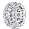 Triple Row Cushion Created White Sapphire Eternity Wedding Band in Sterling Silver