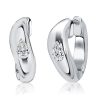 Pear Cut Sterling Silver Hoop Earrings - Flush Setting