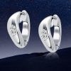 Pear Cut Sterling Silver Hoop Earrings - Flush Setting