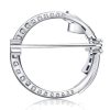 Antique Blue Sapphire Circle Bow Brooch Pin | 1.42 CT. TW | Sterling Silver Plated