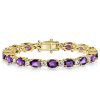 Sterling Silver Amethyst Bracelet Round & Oval Cut Gemstone Jewelry for Weddings