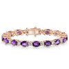 Sterling Silver Amethyst Bracelet Round & Oval Cut Gemstone Jewelry for Weddings
