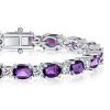 Sterling Silver Amethyst Bracelet Round & Oval Cut Gemstone Jewelry for Weddings