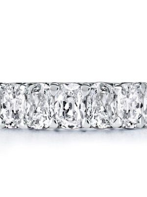 Cushion Cut Cubic Zirconia Eternity Wedding Band - Sterling Silver