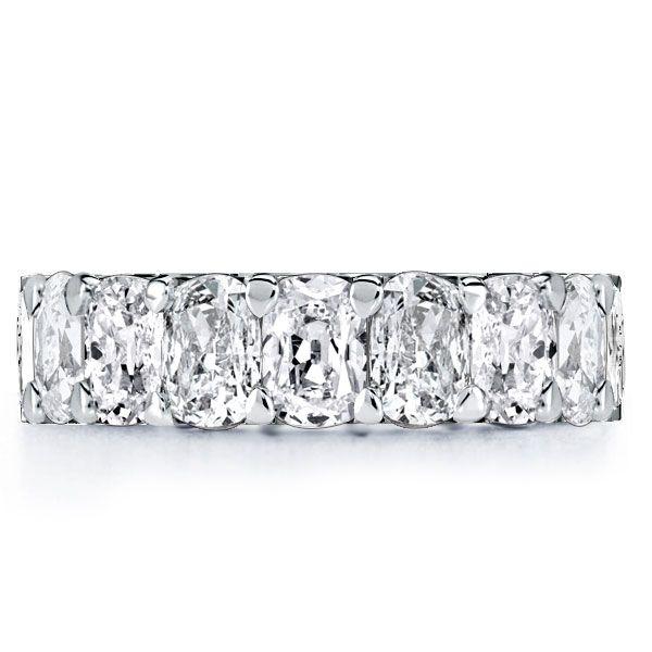 Cushion Cut Cubic Zirconia Eternity Wedding Band - Sterling Silver