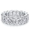 Cushion Cut Cubic Zirconia Eternity Wedding Band - Sterling Silver