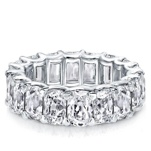 Cushion Cut Cubic Zirconia Eternity Wedding Band - Sterling Silver