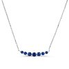 Dainty Blue Round Cut Pendant Necklace for Women in 925 Sterling Silver