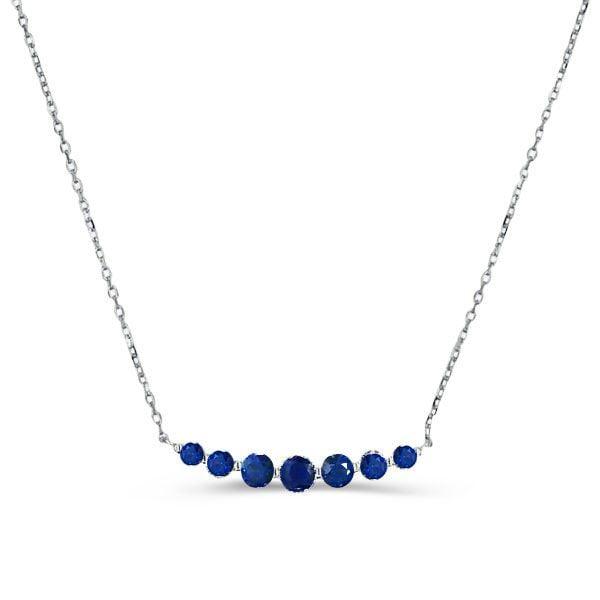 Dainty Blue Round Cut Pendant Necklace for Women in 925 Sterling Silver