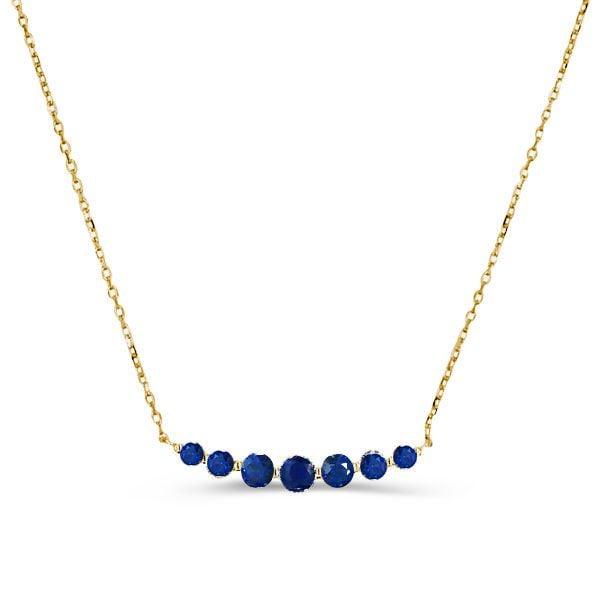 Dainty Blue Round Cut Pendant Necklace for Women in 925 Sterling Silver