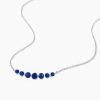 Dainty Blue Round Cut Pendant Necklace for Women in 925 Sterling Silver