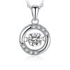Beating Heart Necklace - 925 Sterling Silver Pendant with Simulated Diamond