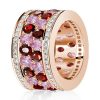 Rose Gold Garnet & Pink Stone Multi-Row Statement Ring